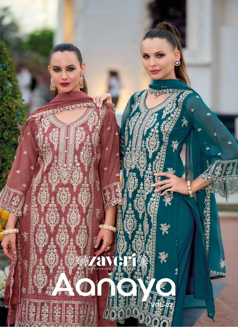 Anaya Vol 2 By Zaveri Organza Embroidery Kurti With Bottom Dupatta Orders In India Catalog